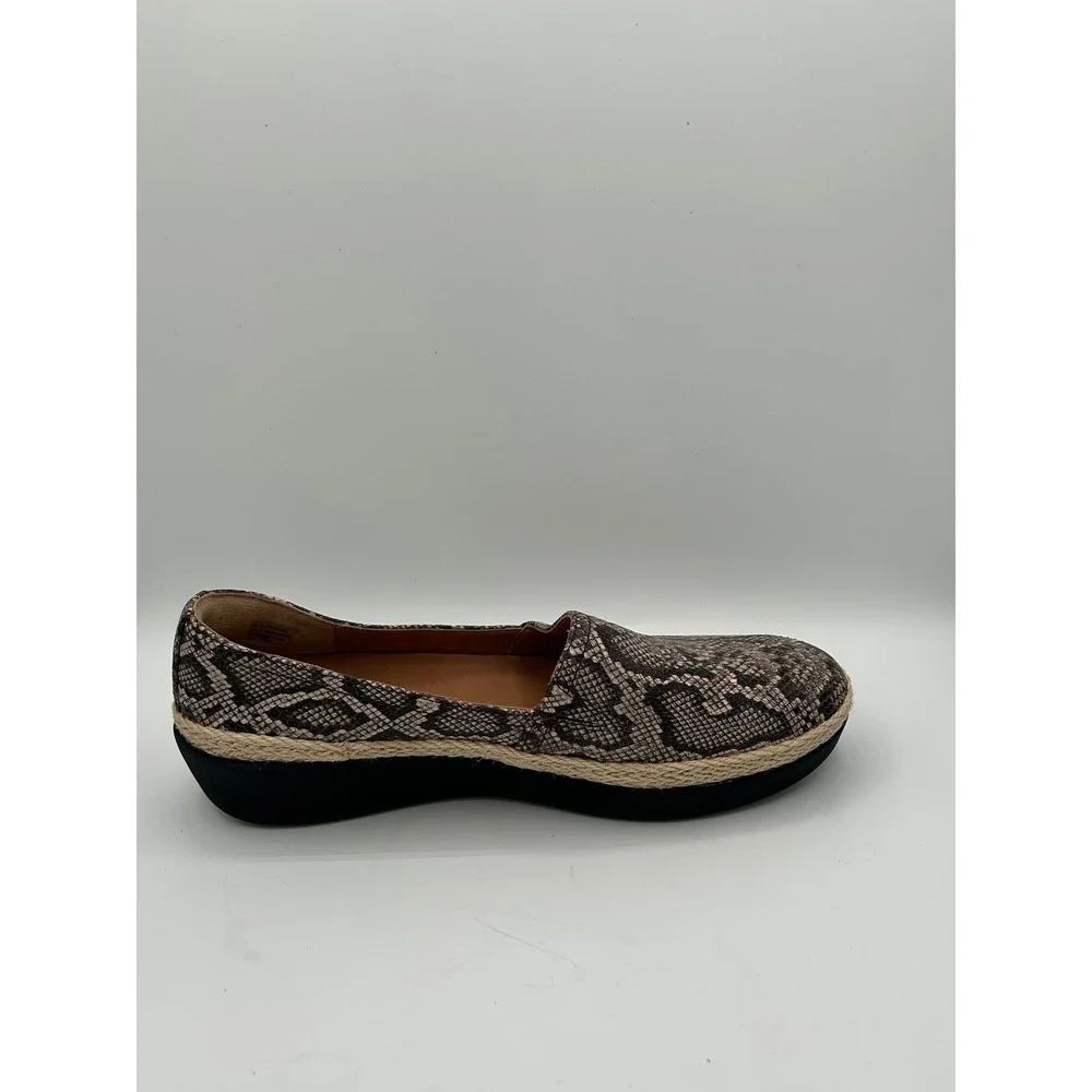 FitFlop Supercomff Snakeskin Espadrille Loafers Brown Black K91-585 Women Sz 8.5